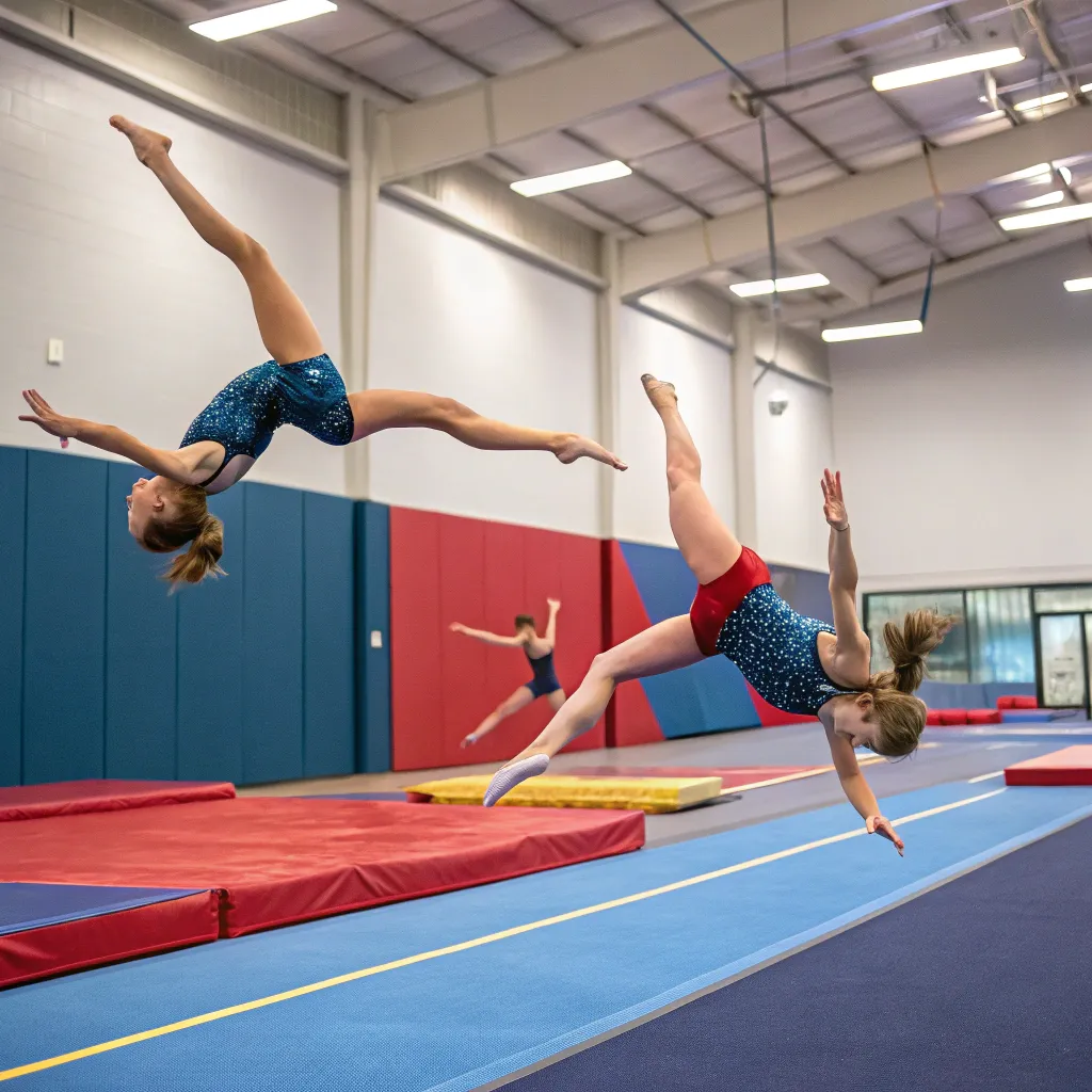 Gymnastics team performing